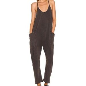 FP Movement Free People Hot Shot Onesie Jumpsuit Black Grey Large